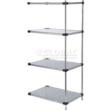 Global Industrial 5 Tier Solid Galvanized Steel Shelving Add-On Unit, 36W x 24D x 63H B2335602
